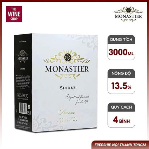Rượu Vang MONASTIER Shiraz Bịch 3L