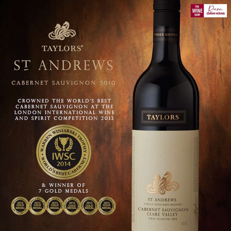 Rượu vang Taylors St Andrews Cabernet Sauvignon đã đạt được nhiều giải thưởng danh giá