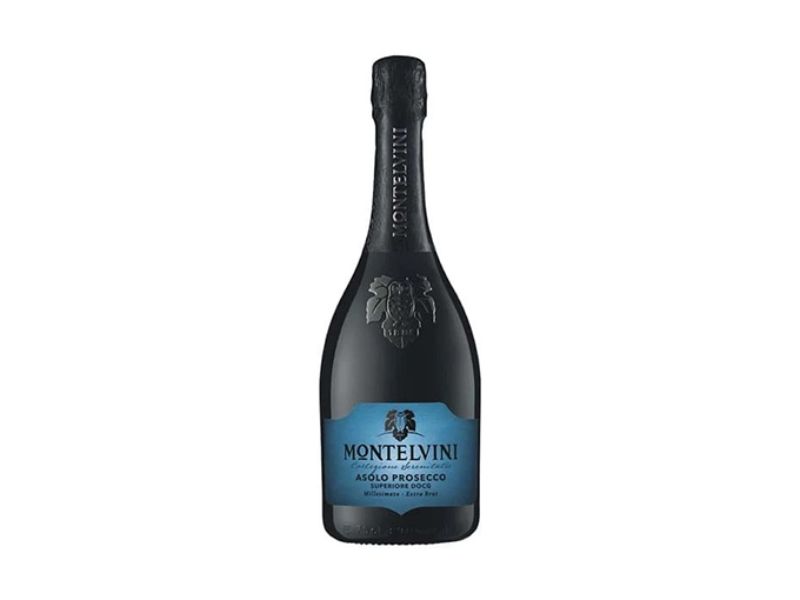 MONTELVINI Asolo Prosecco Superiore DOCG Extra Brut thu hút mọi ánh nhìn bởi sắc vàng rơm óng ả