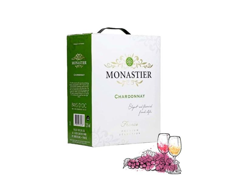 Rượu vang MONASTIER Chardonnay 3L được sử dụng phổ biến trong nhà hàng, khách sạn